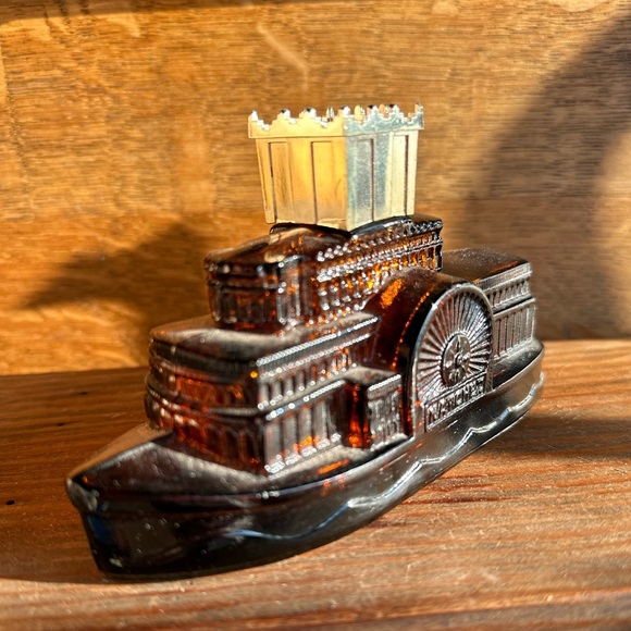 Vintage Avon brown glass side wheeler boat bottle - Picture 3 of 6